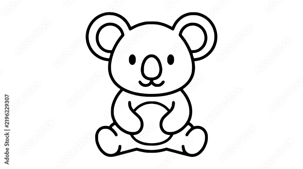 Fototapeta premium Minimalist line art illustration of a cute sitting koala