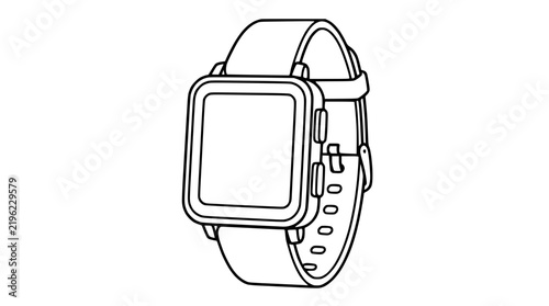 Modern square smartwatch line art icon
