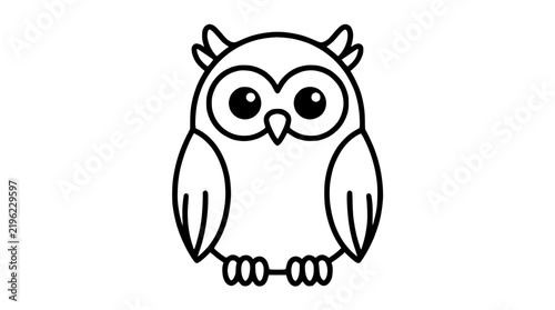 Cute owl line art illustration vector