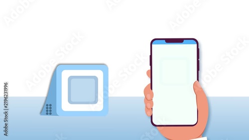 upi payment on merchant scanner box digital transaction animation