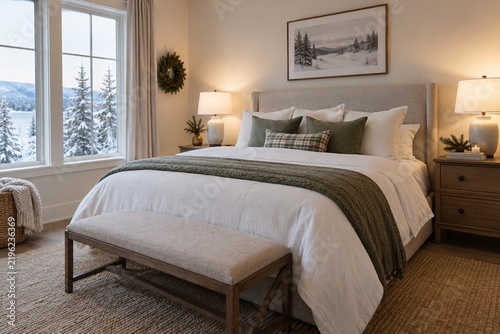 Guest bedroom prepared with cozy winter bedding