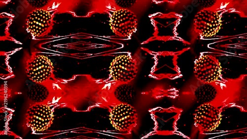 Abstract Red Spheres and Kaleidoscope Background Loop