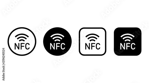 NFC signal icon set isolated on white background