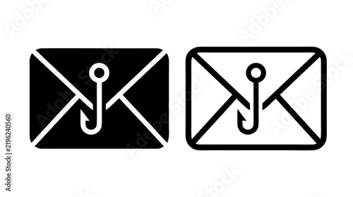 phishing scam icon set, email fraud threat and malicious message vector