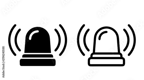 siren light glyph icon set isolated on white background, alarm beacon vector