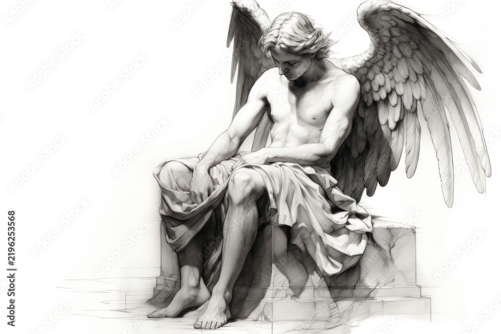 Obraz premium Angle drawing sketch angel.