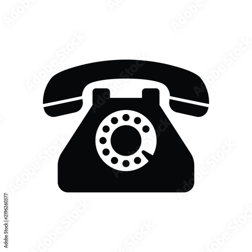 Fotografie Minimalist flat style icon of classic vintage rotary dial telephone vector illus