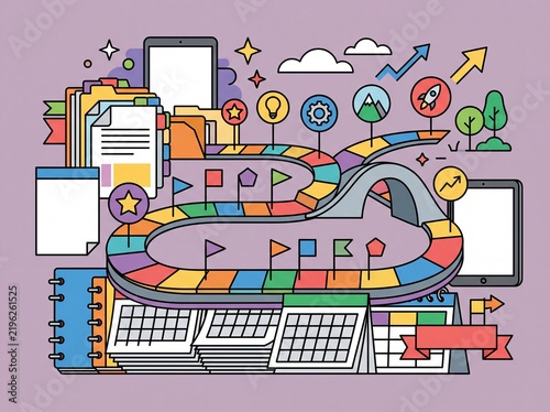 Colorful Board Game Strategy Illustration