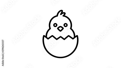 Little chick hatched from egg outline vector icon isolated on transparent background.