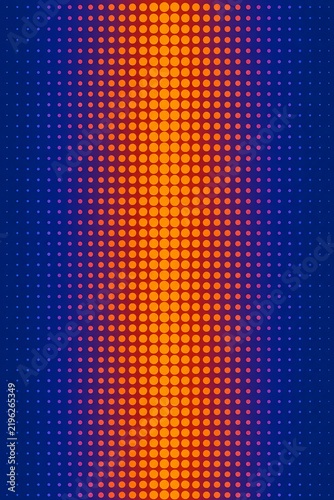 Halftone pattern background with orange and blue gradient, retro pop art dot texture, vibrant vertical halftone gradient for modern graphic design