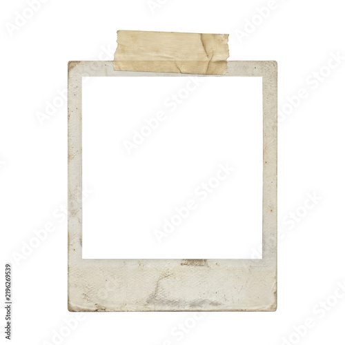 Old vintage polaroid photo frame with masking tape