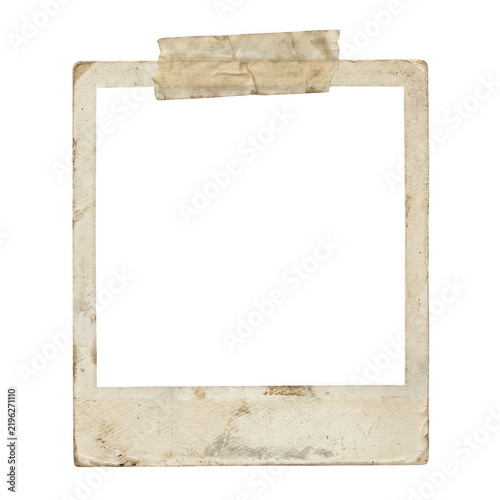 Old vintage polaroid photo frame with adhesive tape