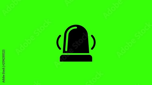 Siren Light Beacon Loop Animation on Green Screen Representing Police Flash Alert and Security Warning Signal