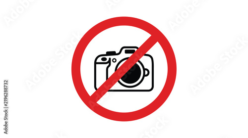 No photography sign a flat red icon on a white background