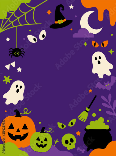 Halloween background with spooky elements and copy space.
