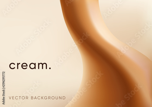 Cream typography beside a vertical caramel wave on beige background