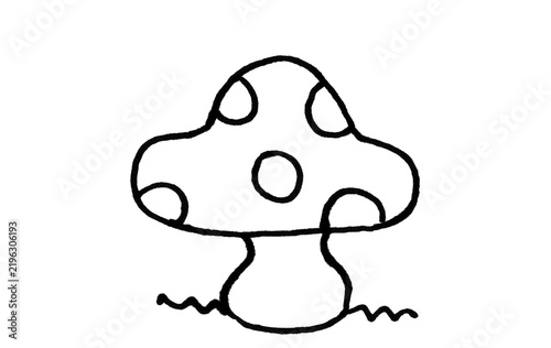 Cartoon Mushroom Doodle – Hand Drawn Black Outline Outline Drawing for Nature and Fantasy Designs