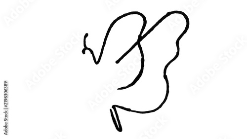 Minimalist Dove in Flight Doodle – Hand Drawn Black Line Art Bird for Peace and Freedom Designs