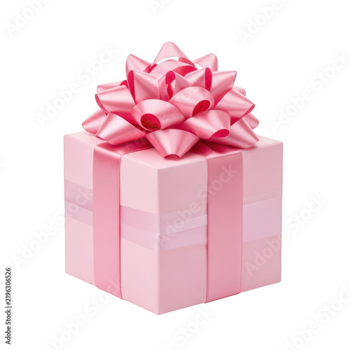 Pink gift box with bow isolated on transparent background