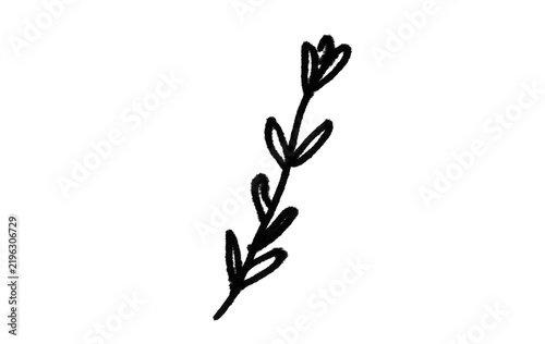 Minimalist Plant Sprig Doodle – Hand Drawn Black Line Art Botanical Branch for Nature and Floral Designs