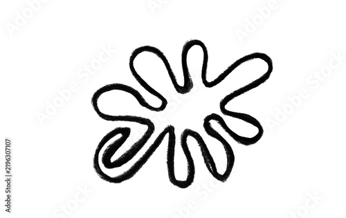 Black Ink Splash Doodle Brush Stroke – Hand Drawn Organic Abstract Paint Splatter Element