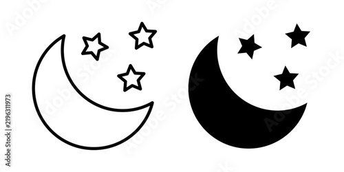 Night icon representing nighttime, darkness, sleep, evening, moonlight and nighttime activities