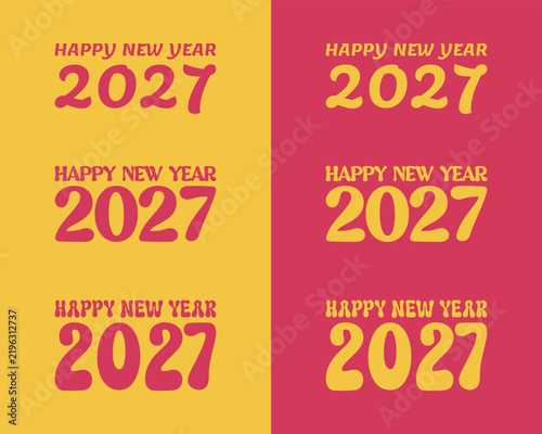 Creative holiday design kit containing distinct variations of Happy New Year 2027 text layouts, highly optimized for sublimation printing, vinyl decals, and Cricut crafting projects.