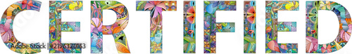 Fototapeta Word CERTIFIED. Vector zentangle object for decoration