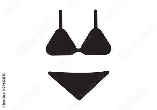 Minimalist Bikini Swimsuit Icon Silhouette on Black Background