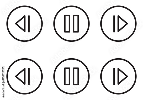 Minimalist Media Player Control Icons Set Rewind Pause and Forward Buttons