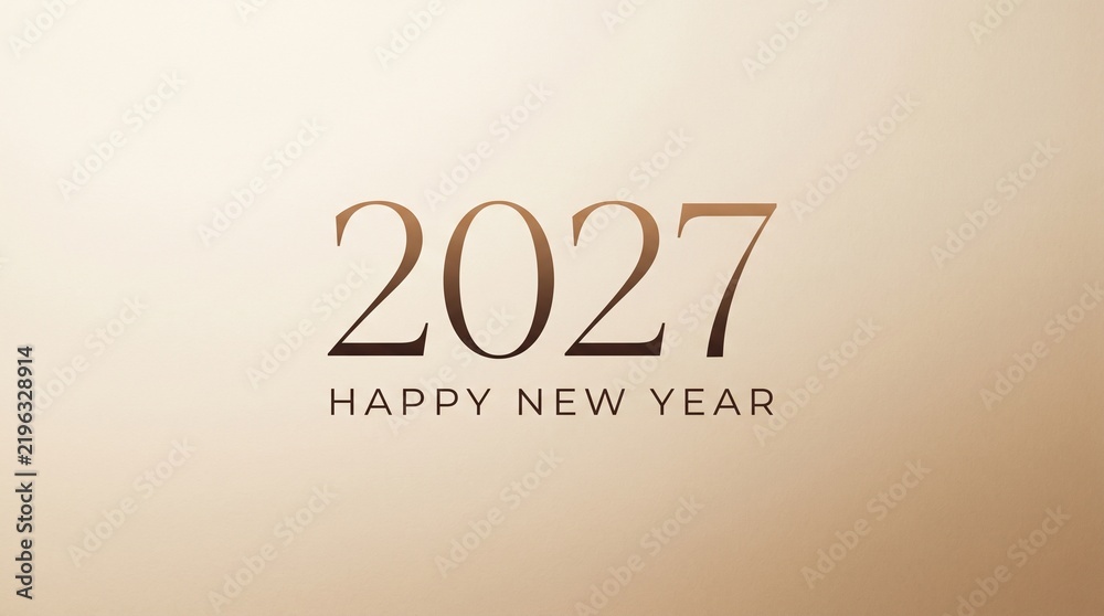 Obraz premium Elegant golden 2027 happy new year typography design with smooth gradient texture, perfect for holiday greeting cards and festive promotional banners