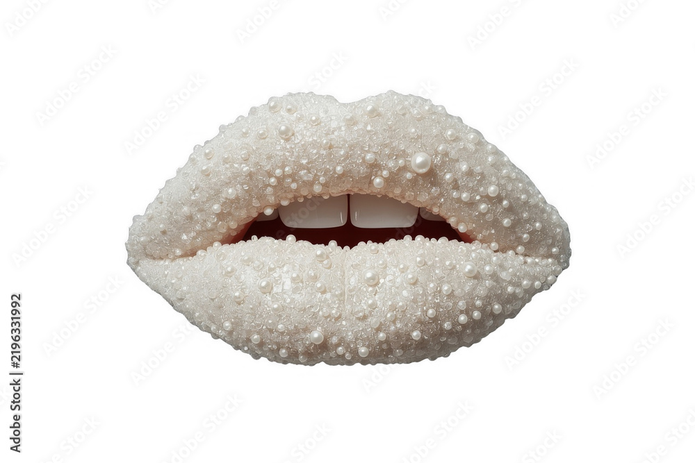 Fototapeta premium White Lips Covered with Decorative Pearls