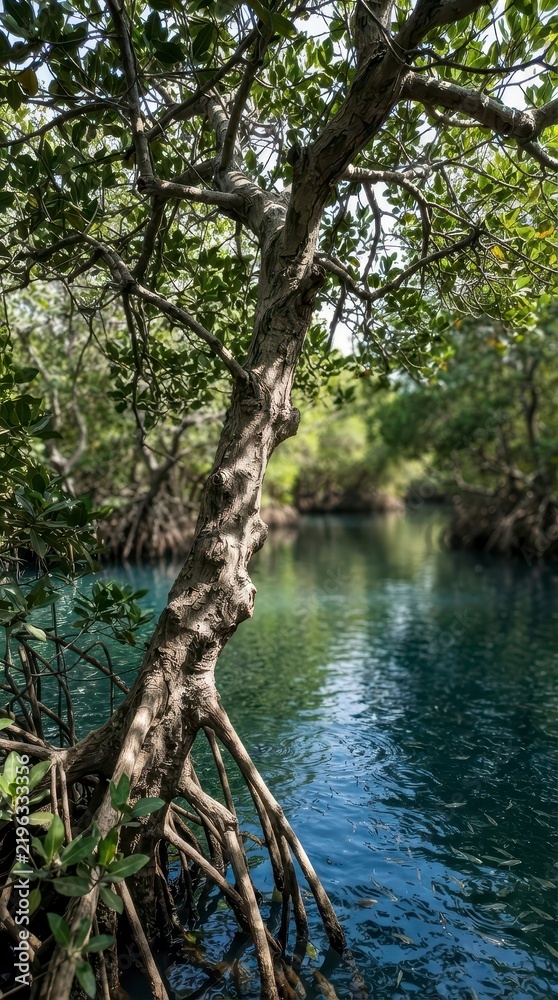 Fototapeta premium Mangrove tree roots and branches over water