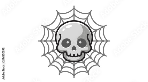Grey skull caught in spider web design.