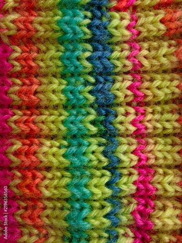 Cuadro en lienzo Close up of a colorful knitted blanket