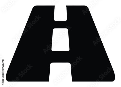 Simple black road icon with street lines