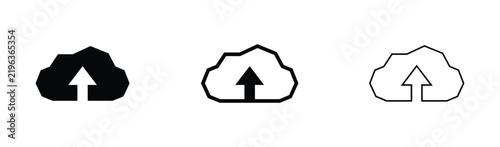 Cloud Upload Icon Set Data Storage Vector Illustration in Solid Outline and Thin Line Styles for Technology Design