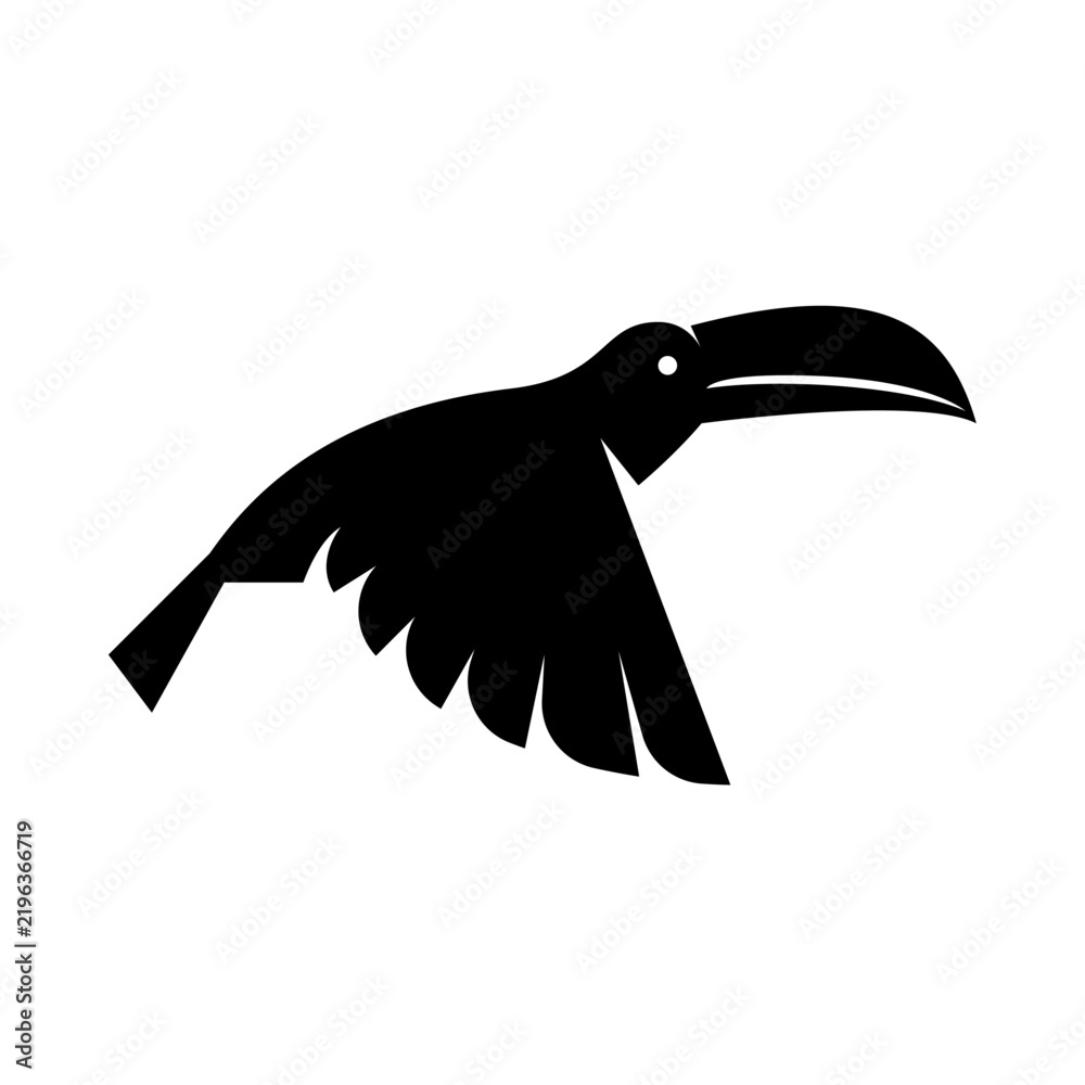 Obraz premium toucan flying glyph icon. toucan side view illustration.