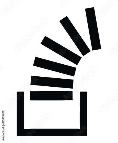 Black domino tiles falling into a box