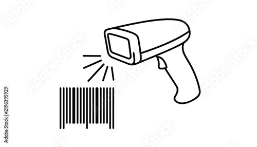 Barcode scanner scanning a code representing retail transactions, stock inventory management, and product pricing.
