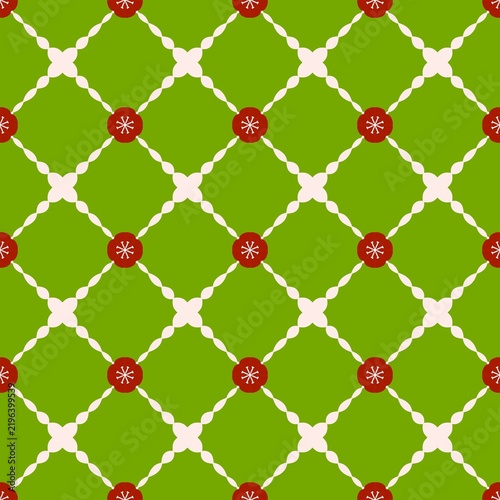 red and green seamless pattern with floral geometric grid for christmas background