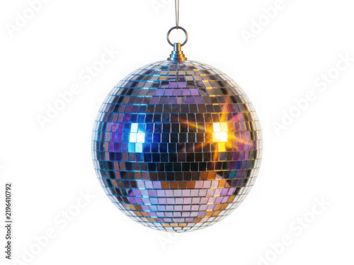 Shiny disco ball isolated on transparent background