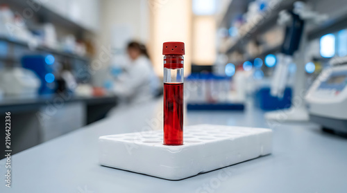 scientist conducting medical research with test tubes in a modern laboratory setting for scientific analysis and experimental