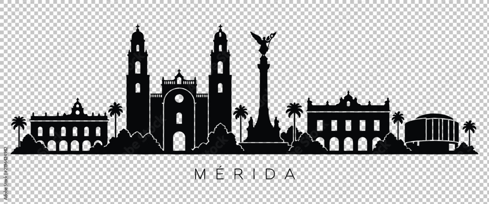 Fototapeta premium Mrida mexico city skyline silhouette