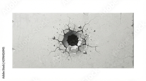 Cracked Concrete Wall with a Hole Vector Illustration