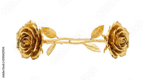 Golden rose flower jewelry piece isolated on transparent background