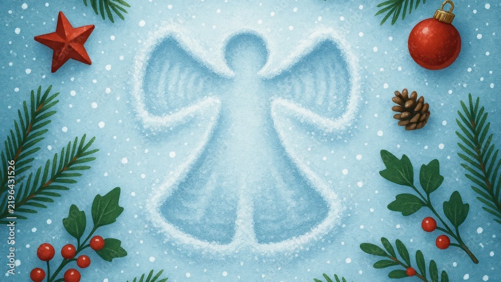 Obraz premium Festive winter angel illustration