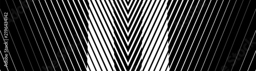 Black and white geometric abstract background with bold chevron lines and strong symmetry, creating dynamic modern optical contrast for poster, cover design, banner and wallpaper. Vector illustration