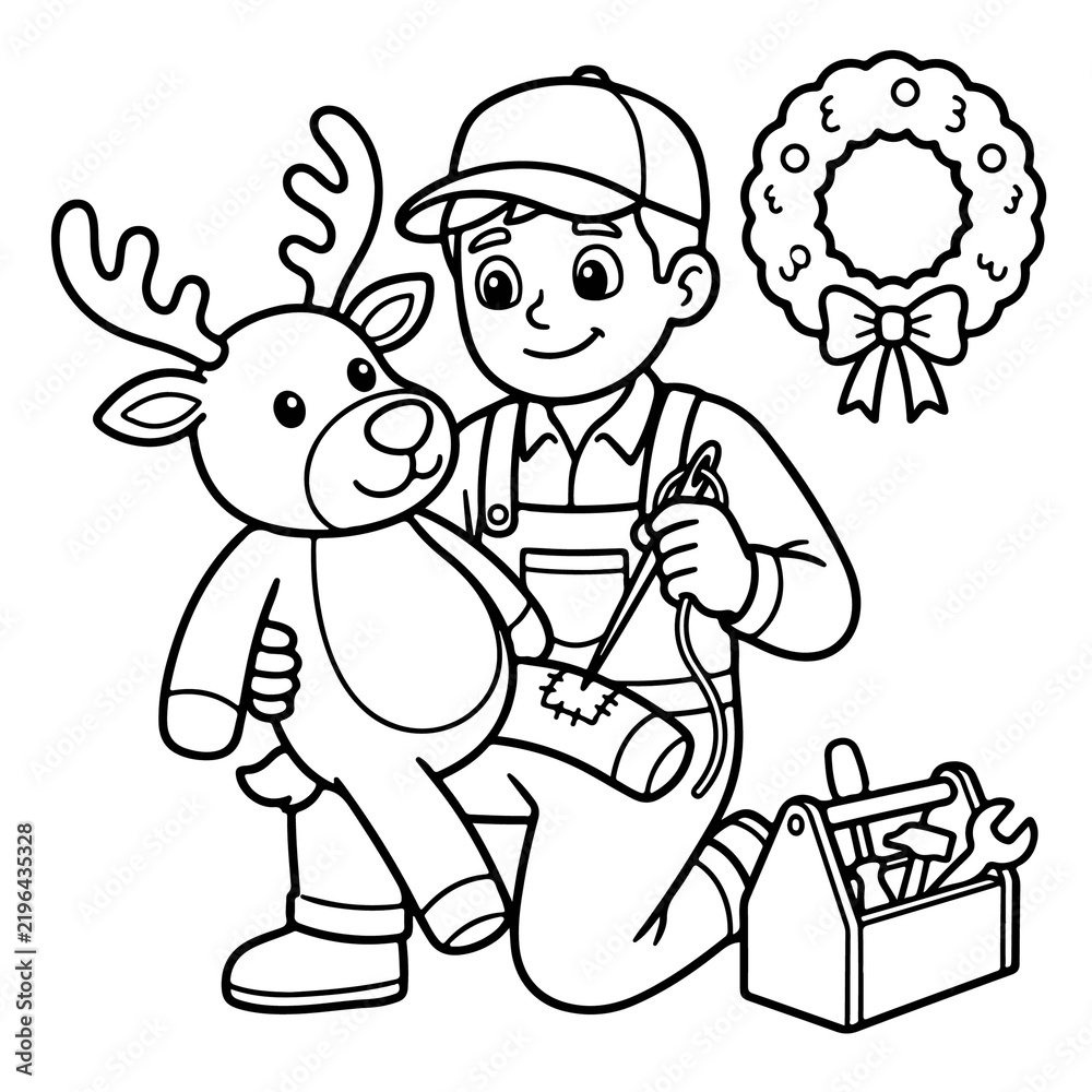 Fototapeta premium Christmas Repair Shop Coloring Pages