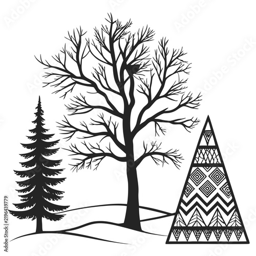 Christmas Tree Black Silhouette Vector Collection – Minimal Holiday Evergreen Icons